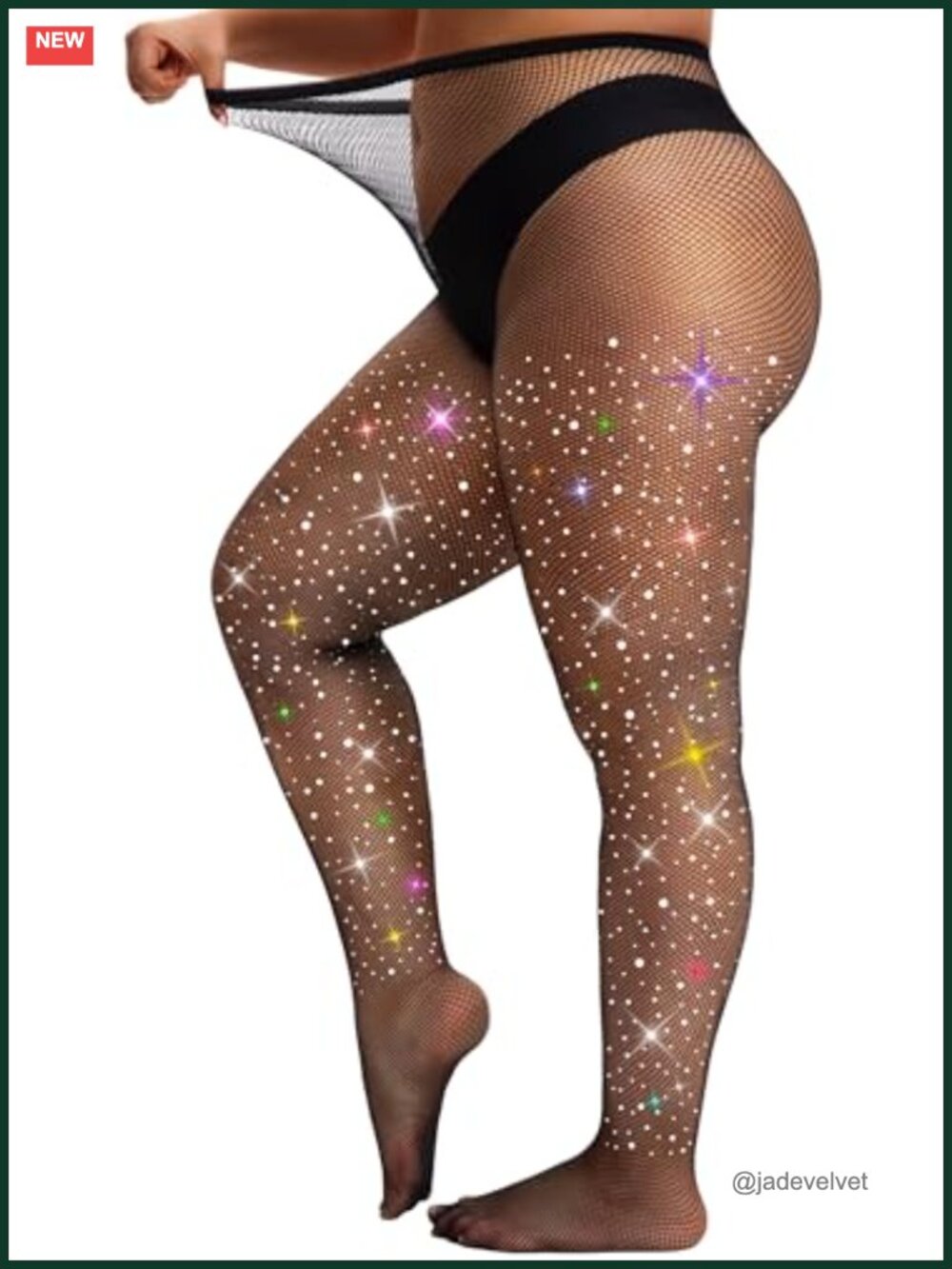 Plus Size Sparkly Rhinestone Fishnet Stockings Sexy Costume Tights